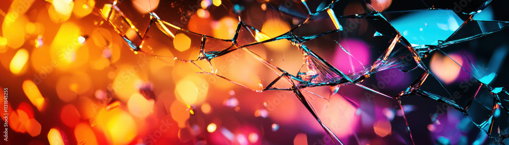 Aufkleber mosaic texture stained glass colorful bokeh lights with shattered glass elements creating a vibrant 