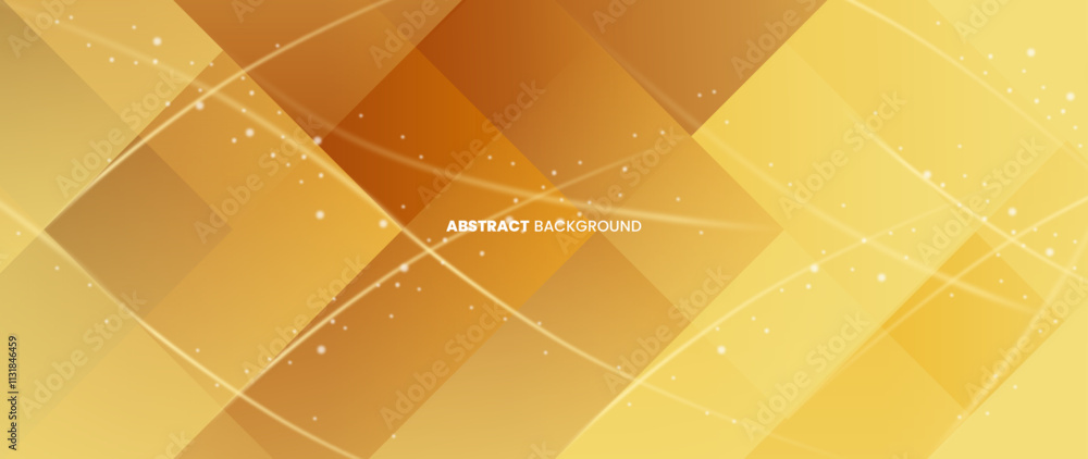 Poster gold abstract square shapes against a background of geometric concepts. regular beveled objects crea