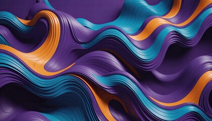 Obraz premium Abstract Purple, Teal, and Orange Wave Pattern
