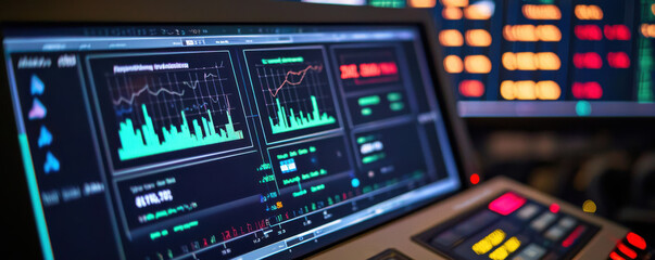 Obraz premium Cyber Attack and Incident Response Concept. Real time data displayed on terminal with graphs and indicators