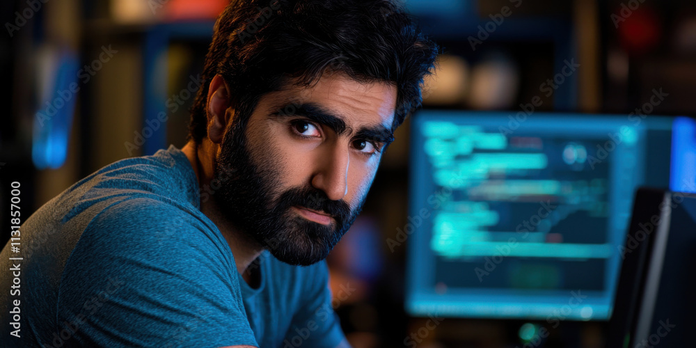 Poster cyber attack and incident response concept. cybersecurity analyst focused on incident response and d