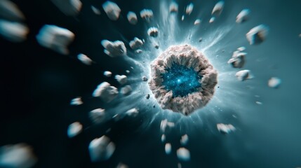 Obraz premium Cosmic Destruction Asteroid Impact Galaxy Reveal Space Debris