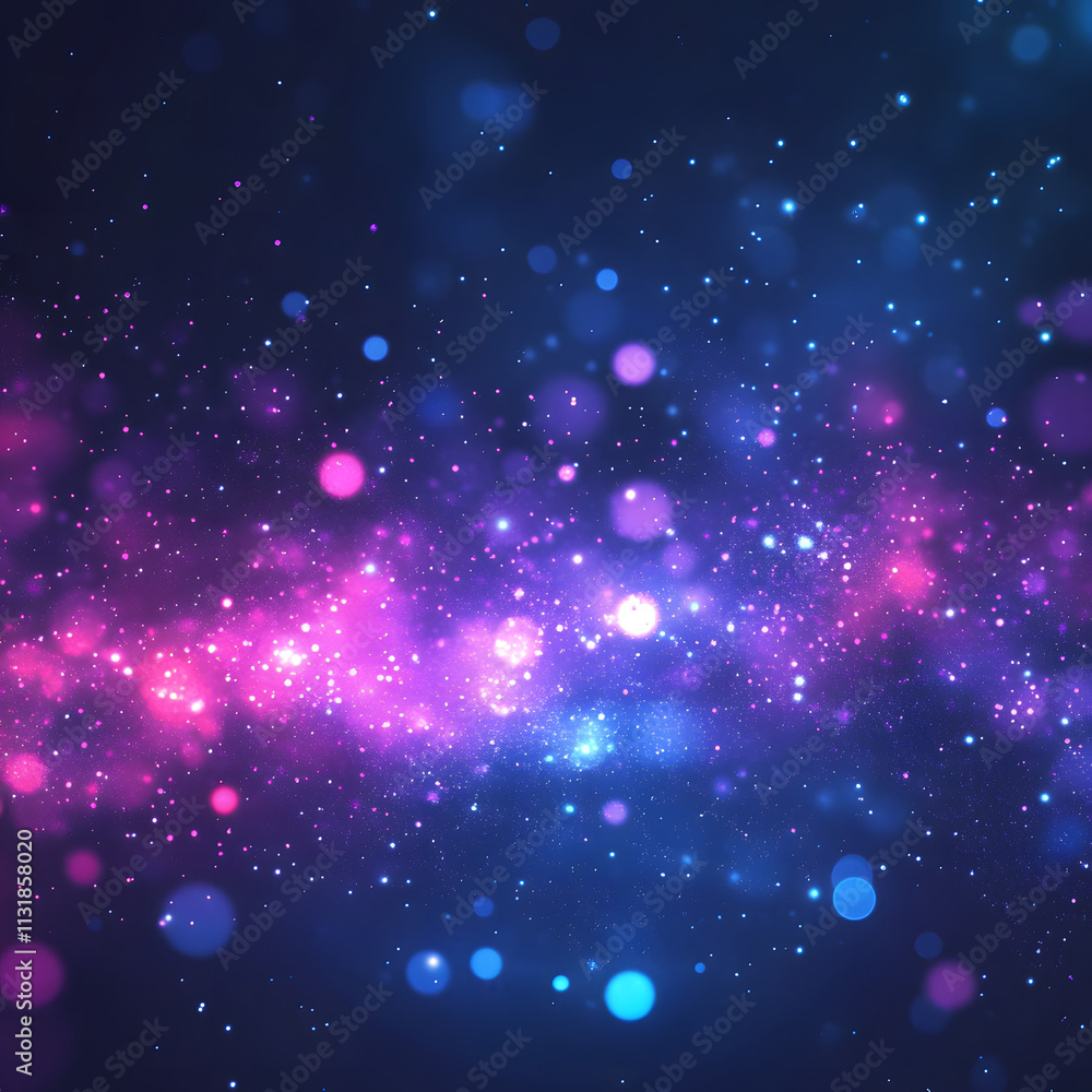 Poster blue and purple abstract background with flowing particles. digital future technology concept. vecto
