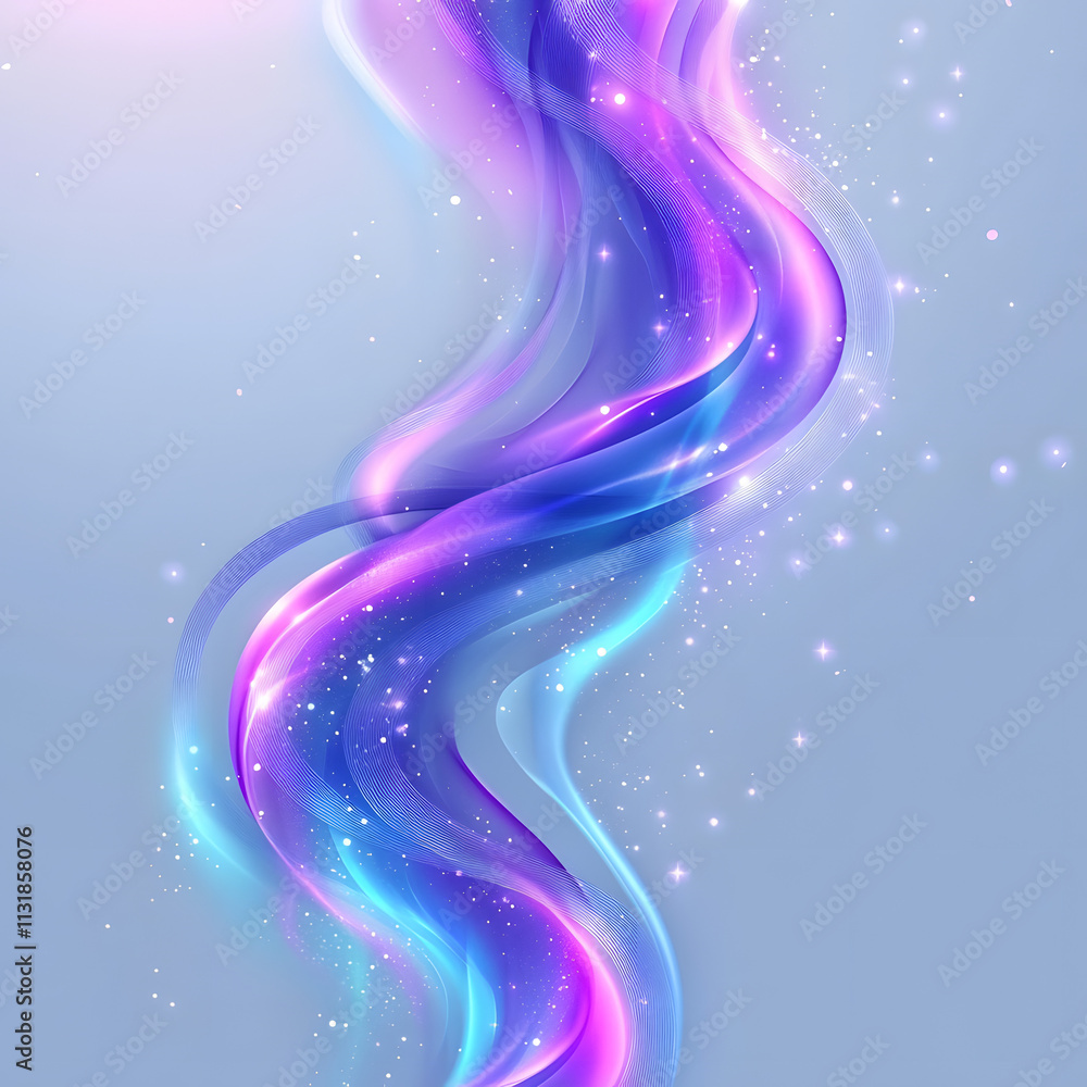 Poster blue and purple abstract background with flowing particles. digital future technology concept. vecto