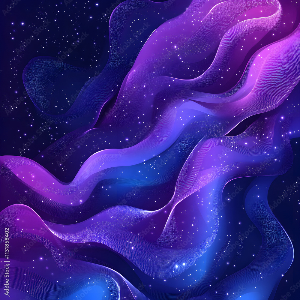 Aufkleber blue and purple abstract background with flowing particles. digital future technology concept. vecto