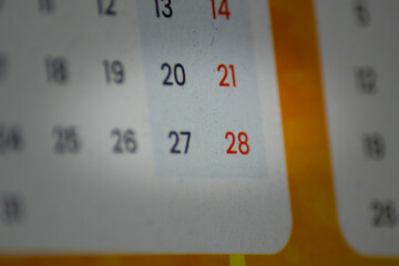 close up of a calendar