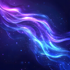 Obraz premium blue and purple abstract background with flowing particles. Digital future technology concept. vector illustration.