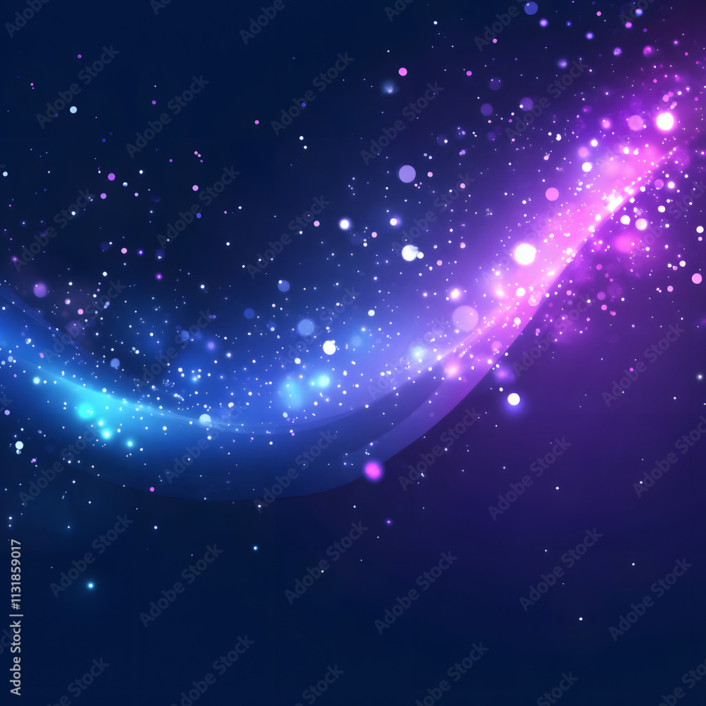 Poster blue and purple abstract background with flowing particles. digital future technology concept. vecto