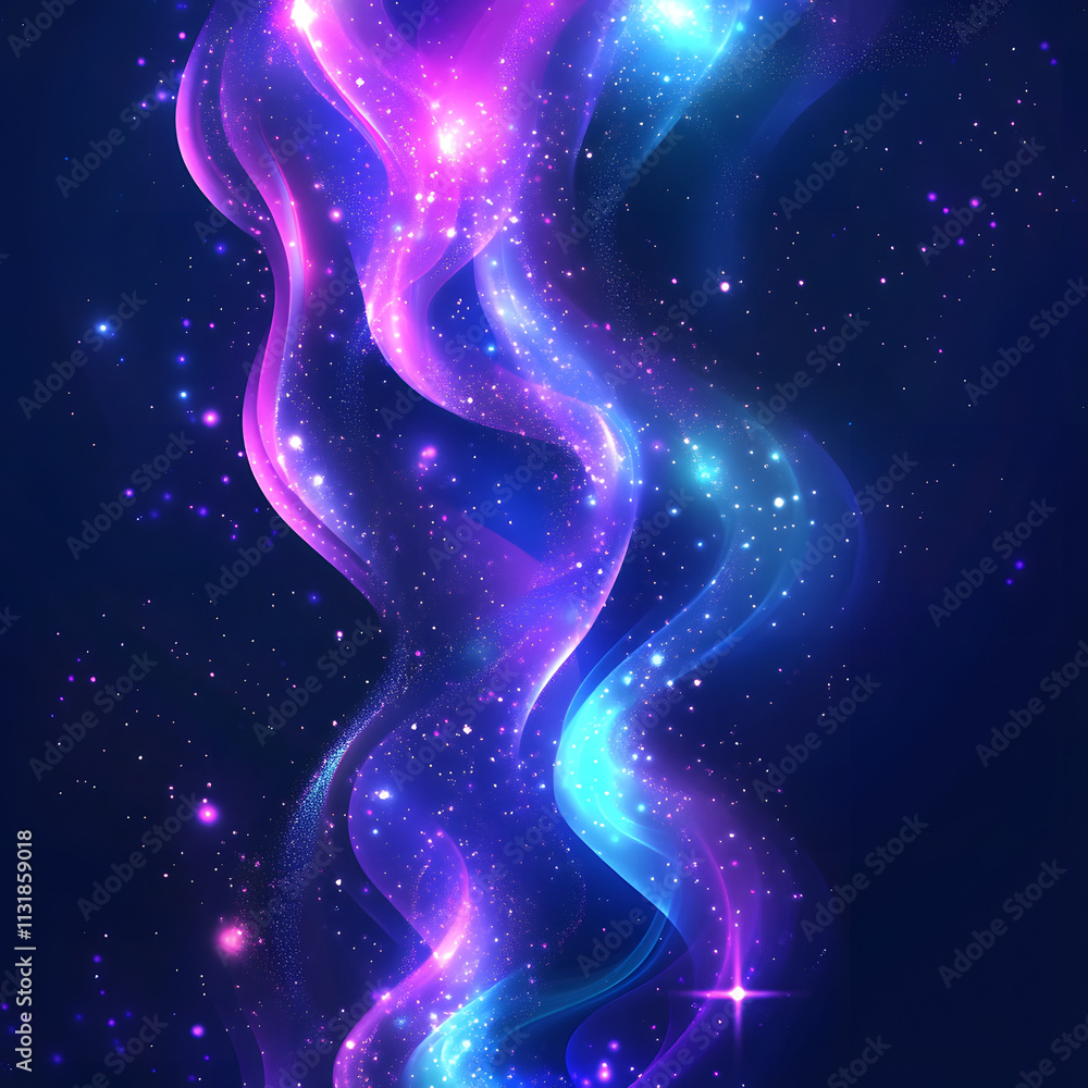 Poster blue and purple abstract background with flowing particles. digital future technology concept. vecto
