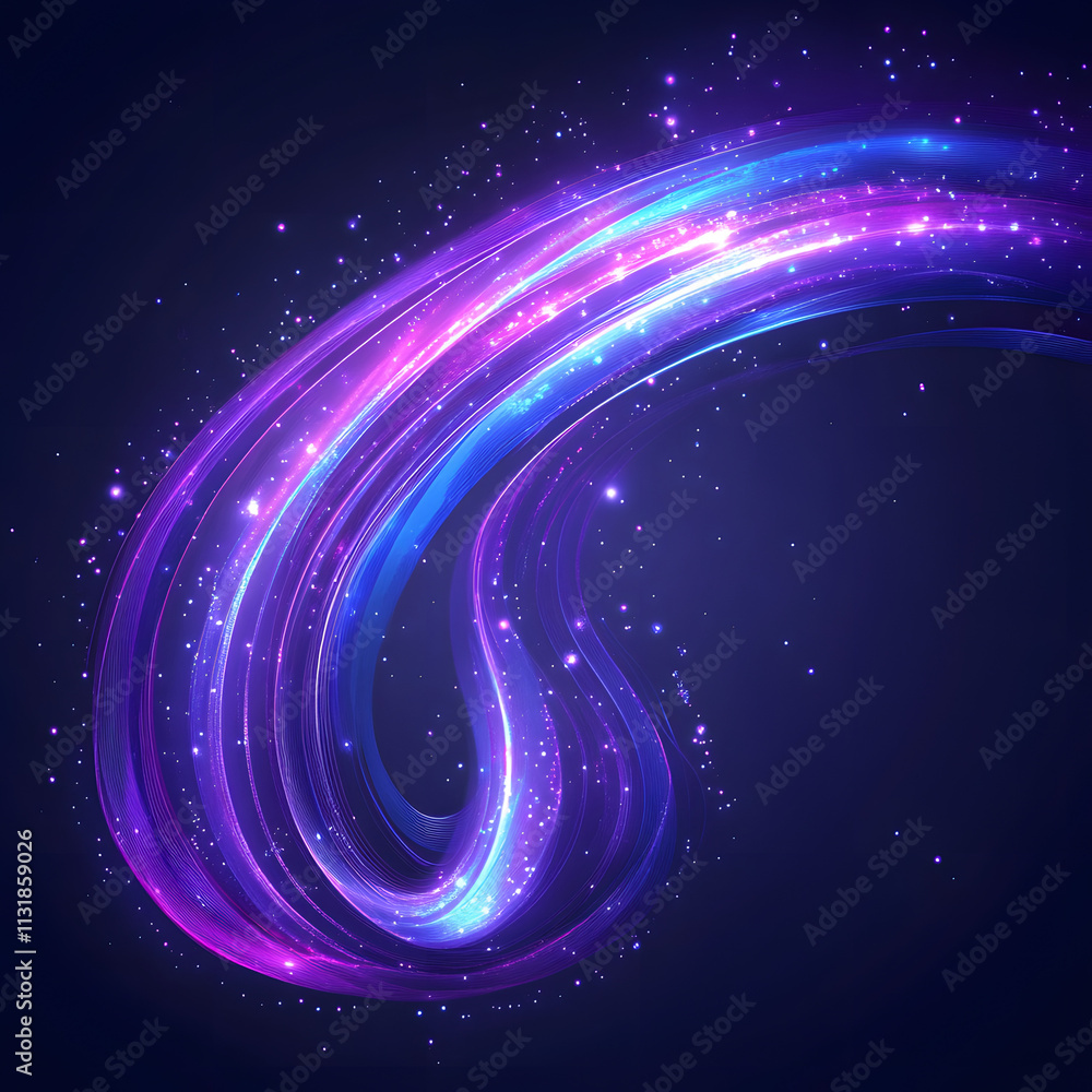 Poster blue and purple abstract background with flowing particles. digital future technology concept. vecto