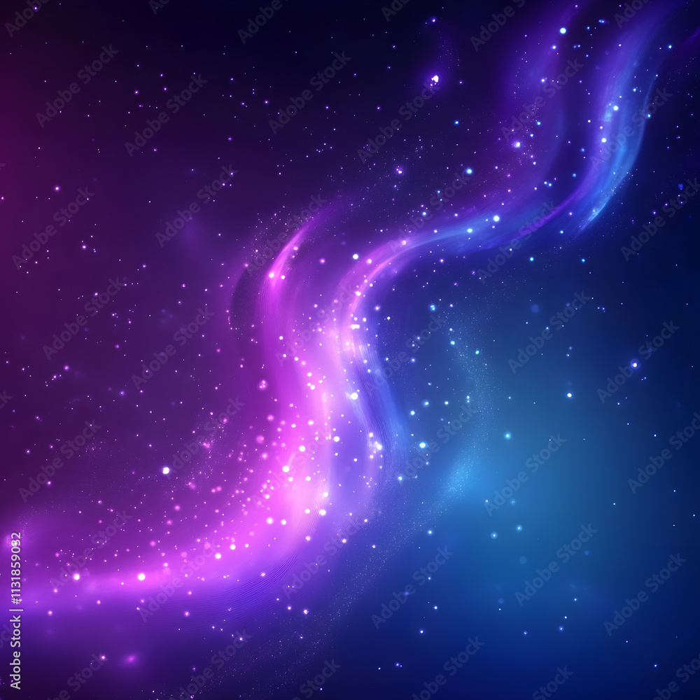 Aufkleber blue and purple abstract background with flowing particles. digital future technology concept. vecto