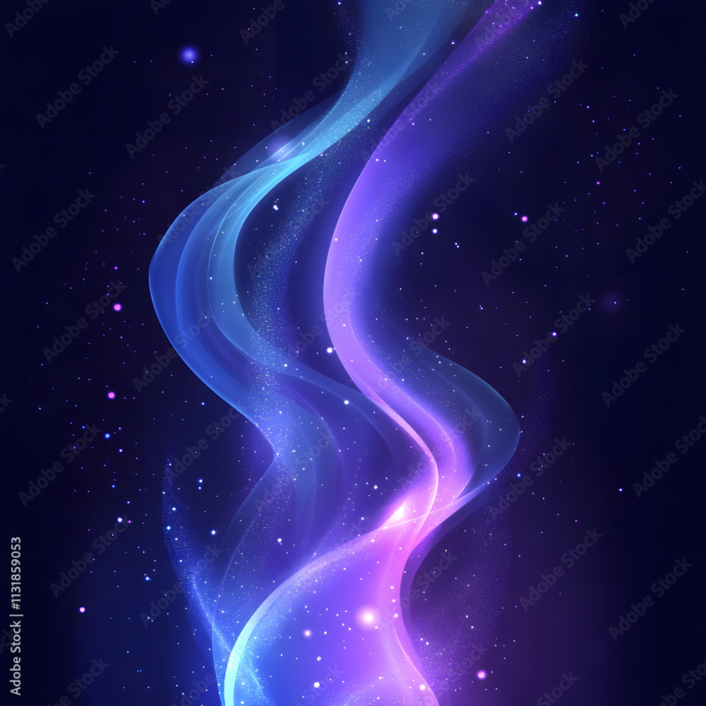 Poster blue and purple abstract background with flowing particles. digital future technology concept. vecto