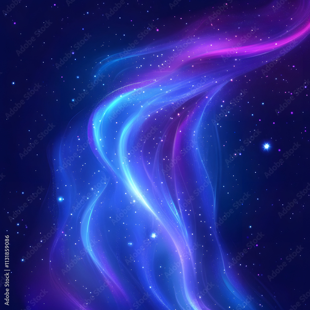 Aufkleber blue and purple abstract background with flowing particles. digital future technology concept. vecto