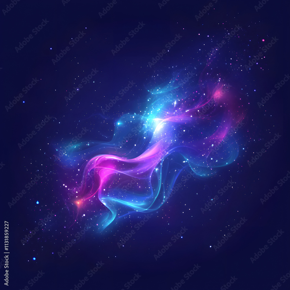 Aufkleber blue and purple abstract background with flowing particles. digital future technology concept. vecto