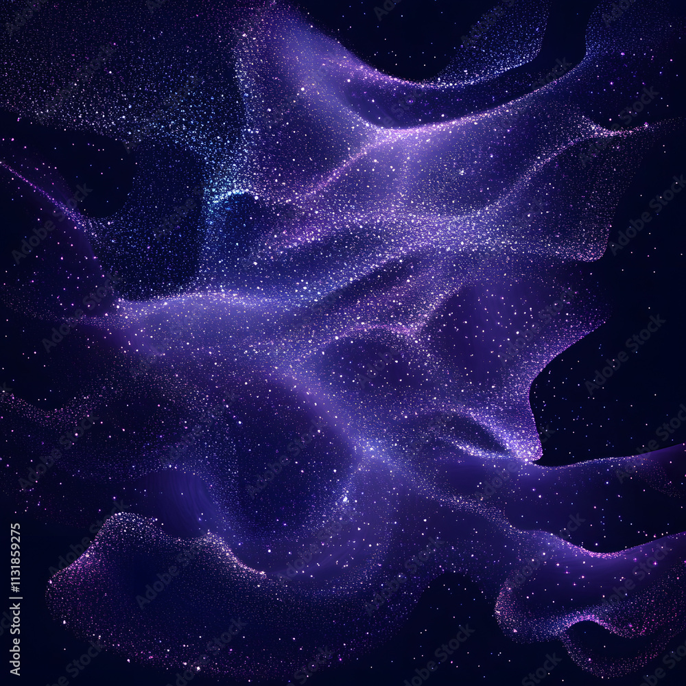 Poster blue and purple abstract background with flowing particles. digital future technology concept. vecto