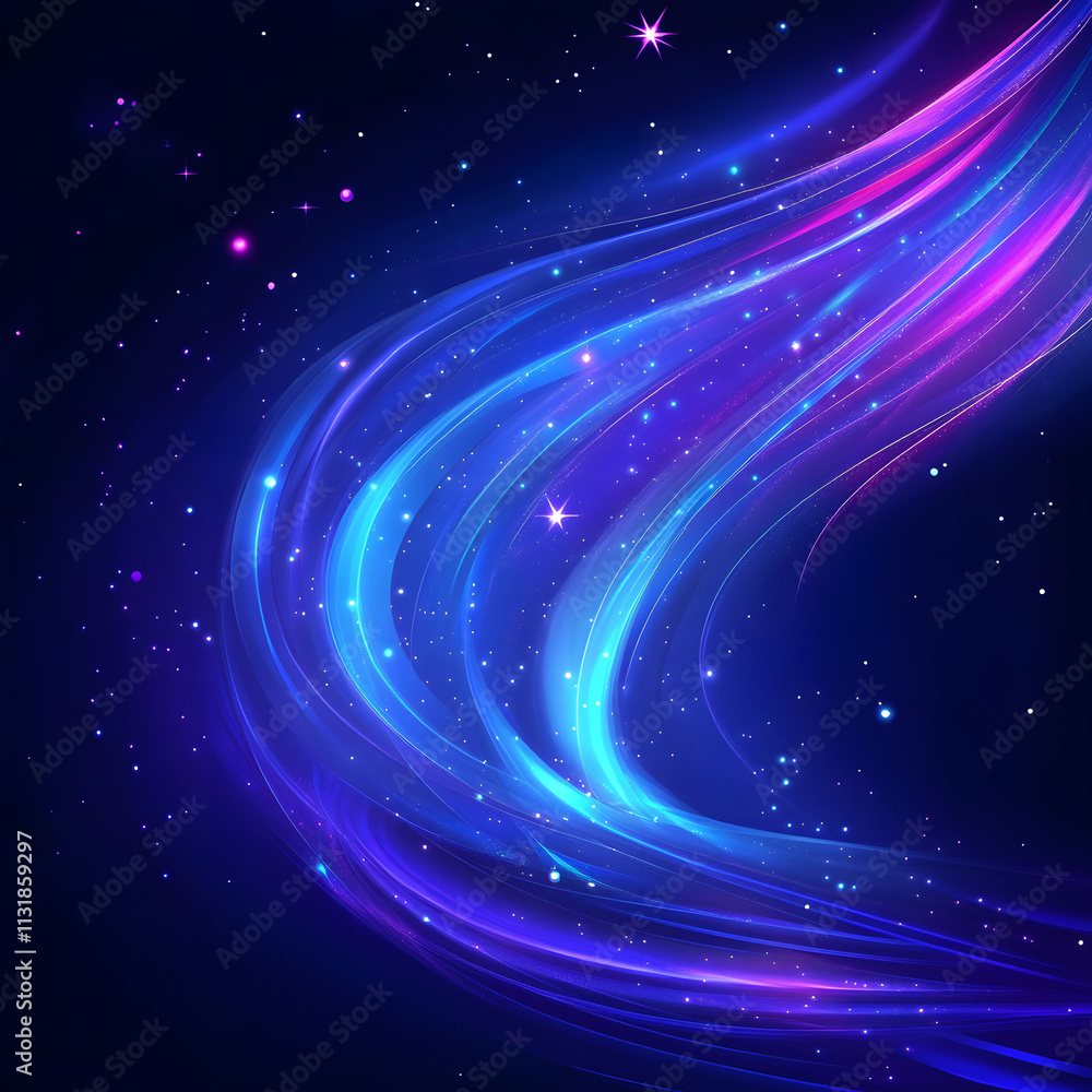 Aufkleber blue and purple abstract background with flowing particles. digital future technology concept. vecto