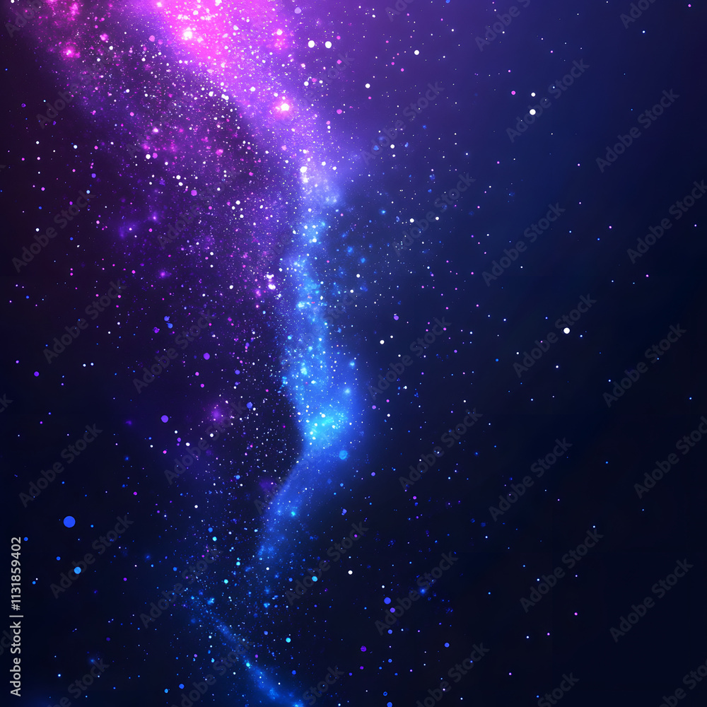 Poster blue and purple abstract background with flowing particles. digital future technology concept. vecto