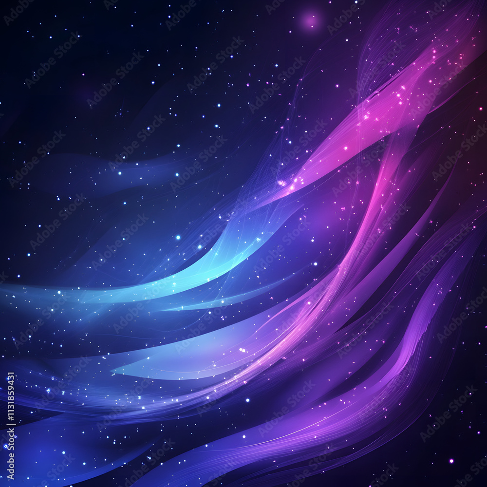Aufkleber blue and purple abstract background with flowing particles. digital future technology concept. vecto