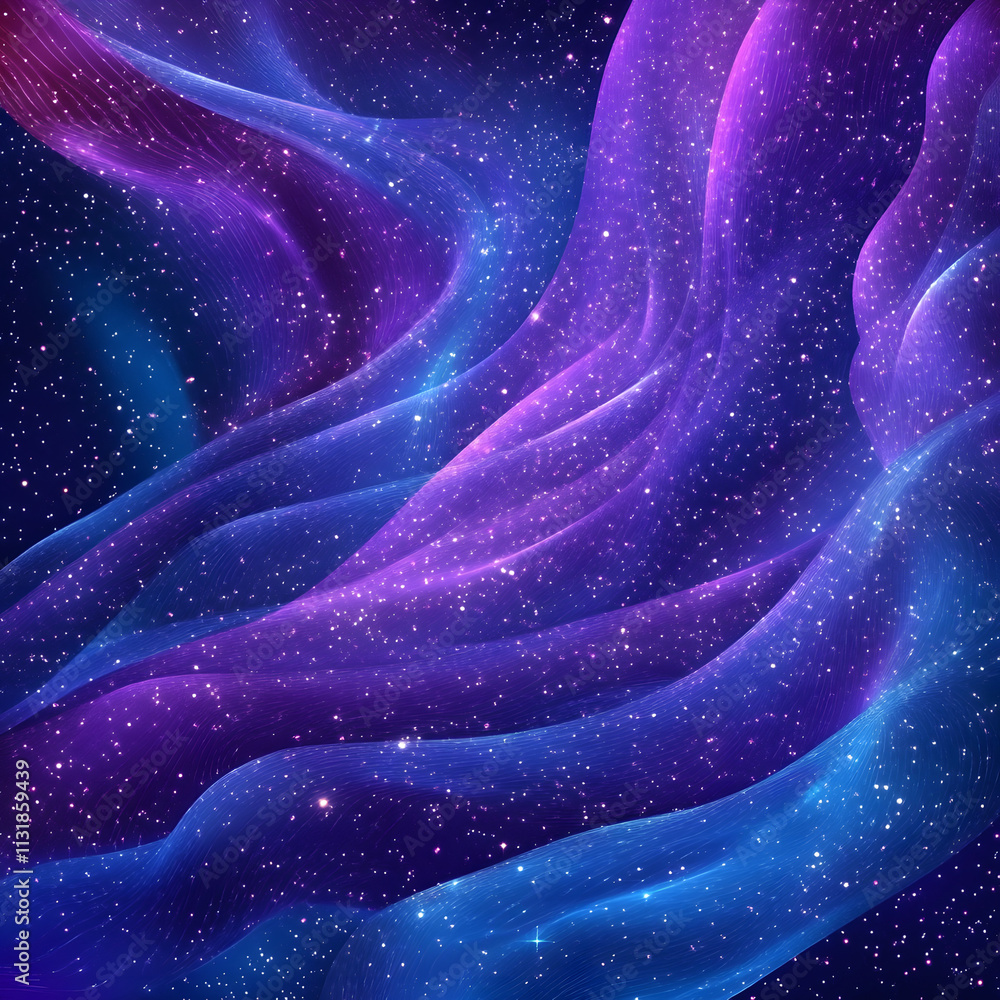 Aufkleber blue and purple abstract background with flowing particles. digital future technology concept. vecto