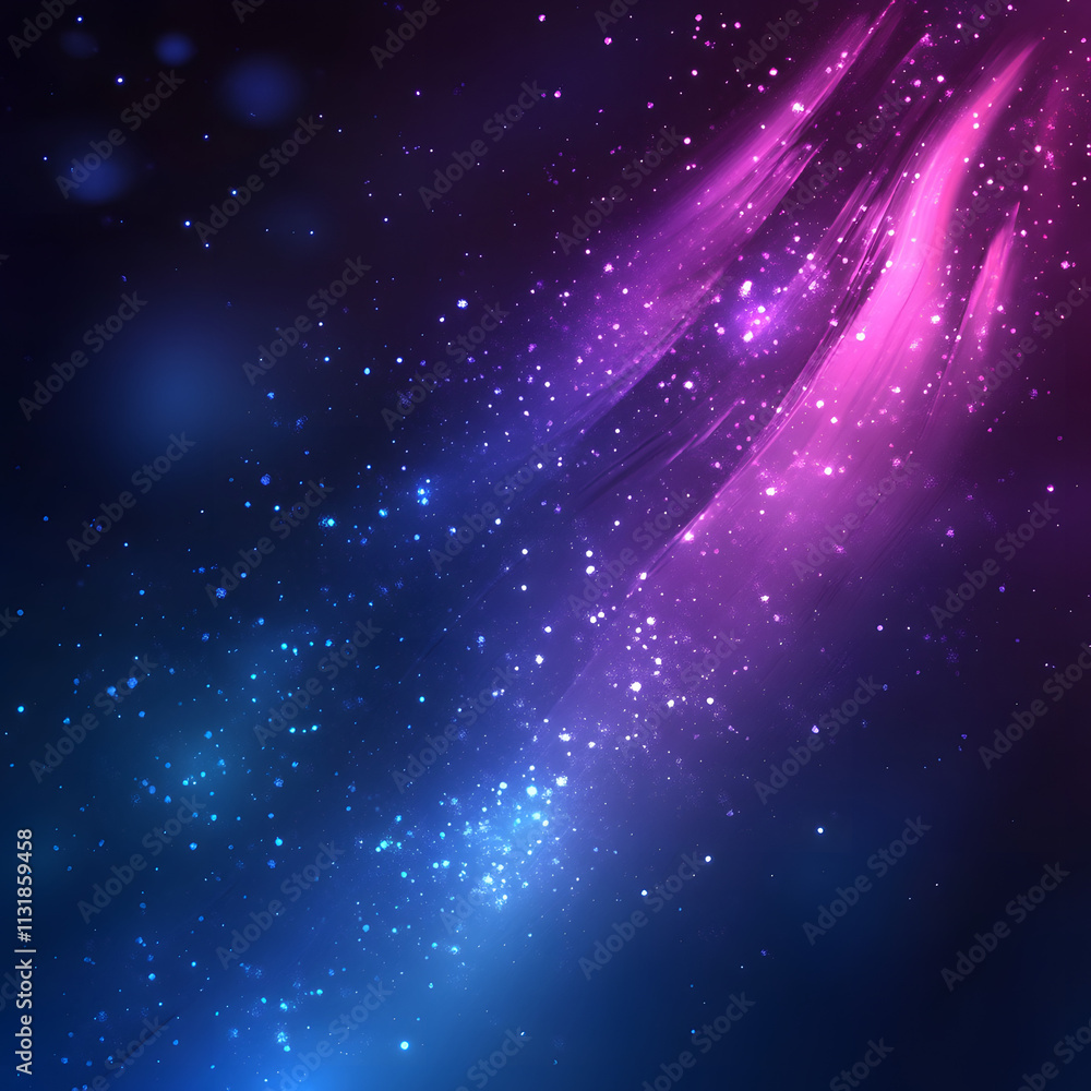 Poster blue and purple abstract background with flowing particles. digital future technology concept. vecto