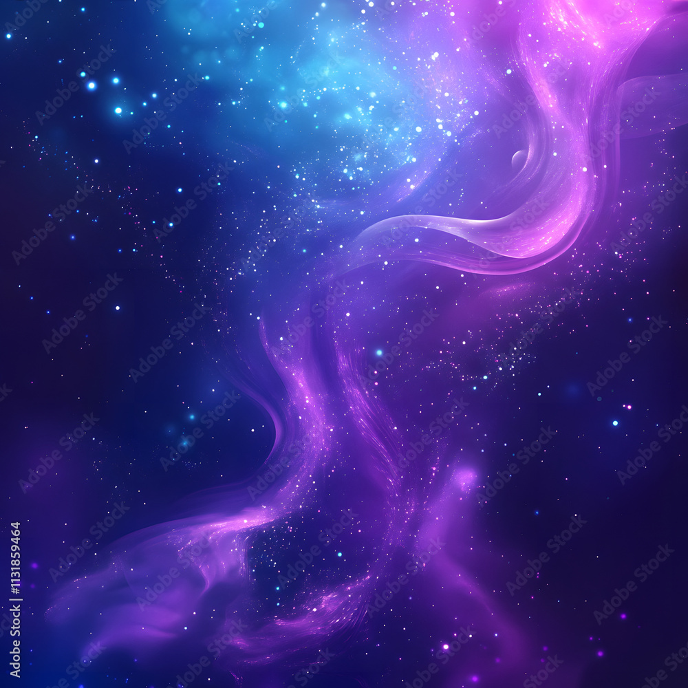 Aufkleber blue and purple abstract background with flowing particles. digital future technology concept. vecto