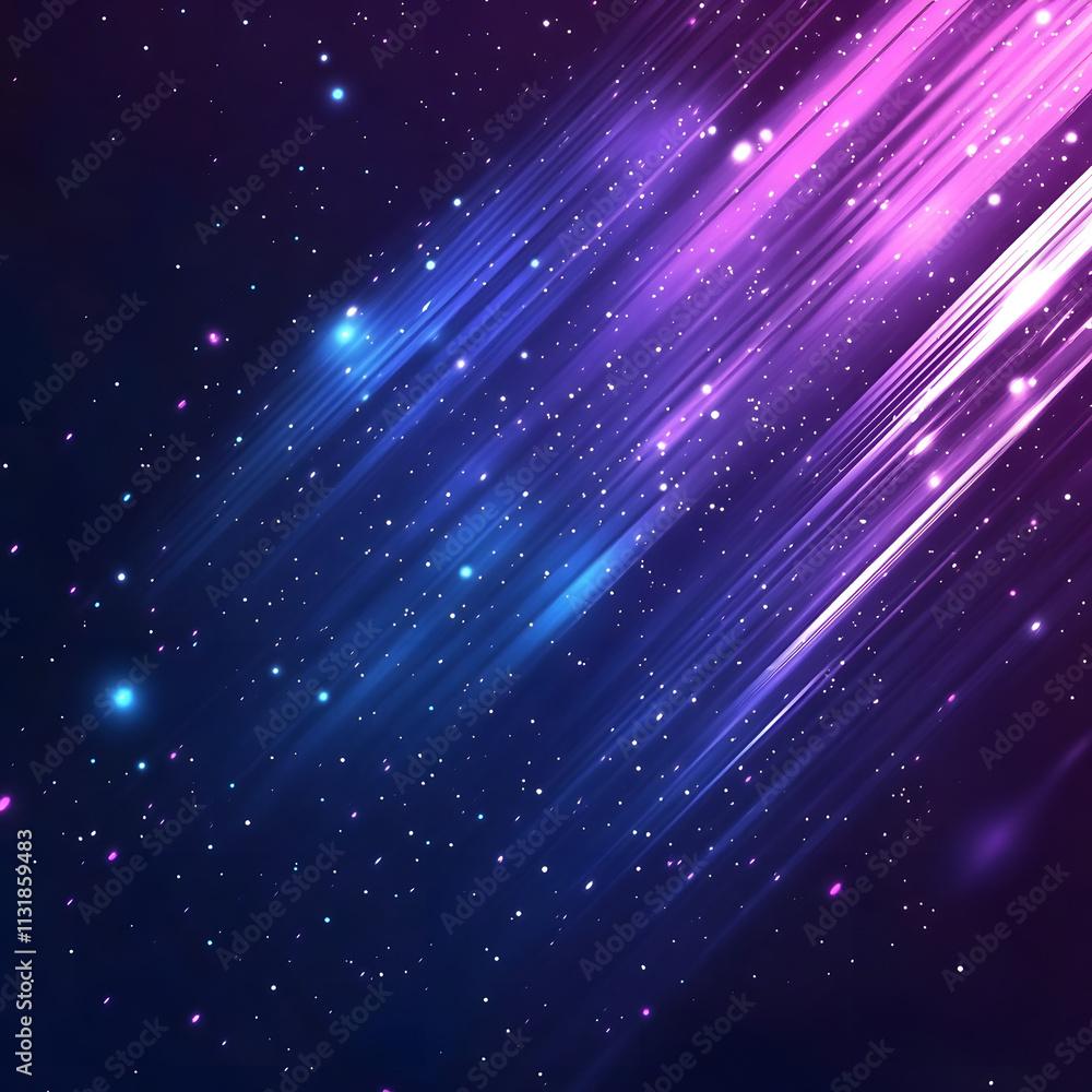 Poster blue and purple abstract background with flowing particles. digital future technology concept. vecto