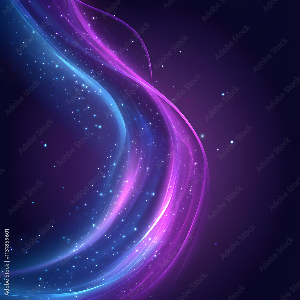 Poster blue and purple abstract background with flowing particles. digital future technology concept. vecto