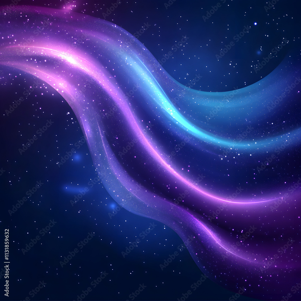 Poster blue and purple abstract background with flowing particles. digital future technology concept. vecto