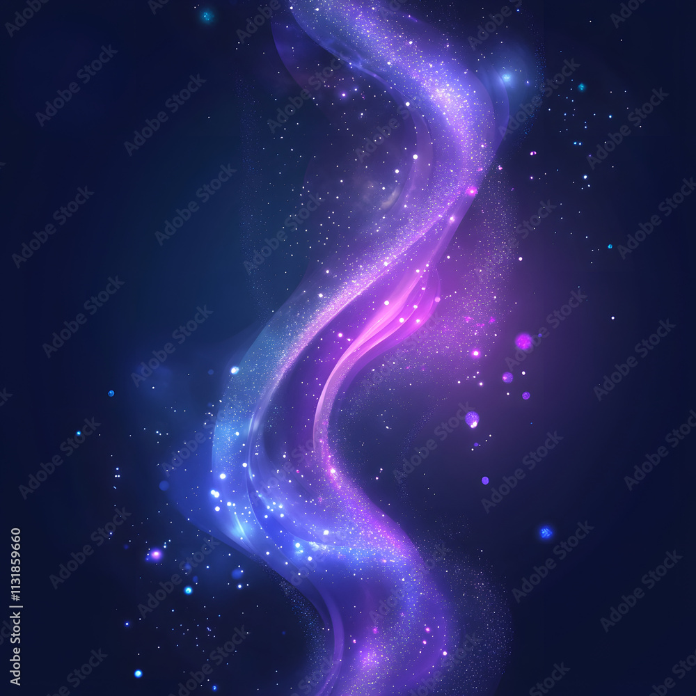 Poster blue and purple abstract background with flowing particles. digital future technology concept. vecto