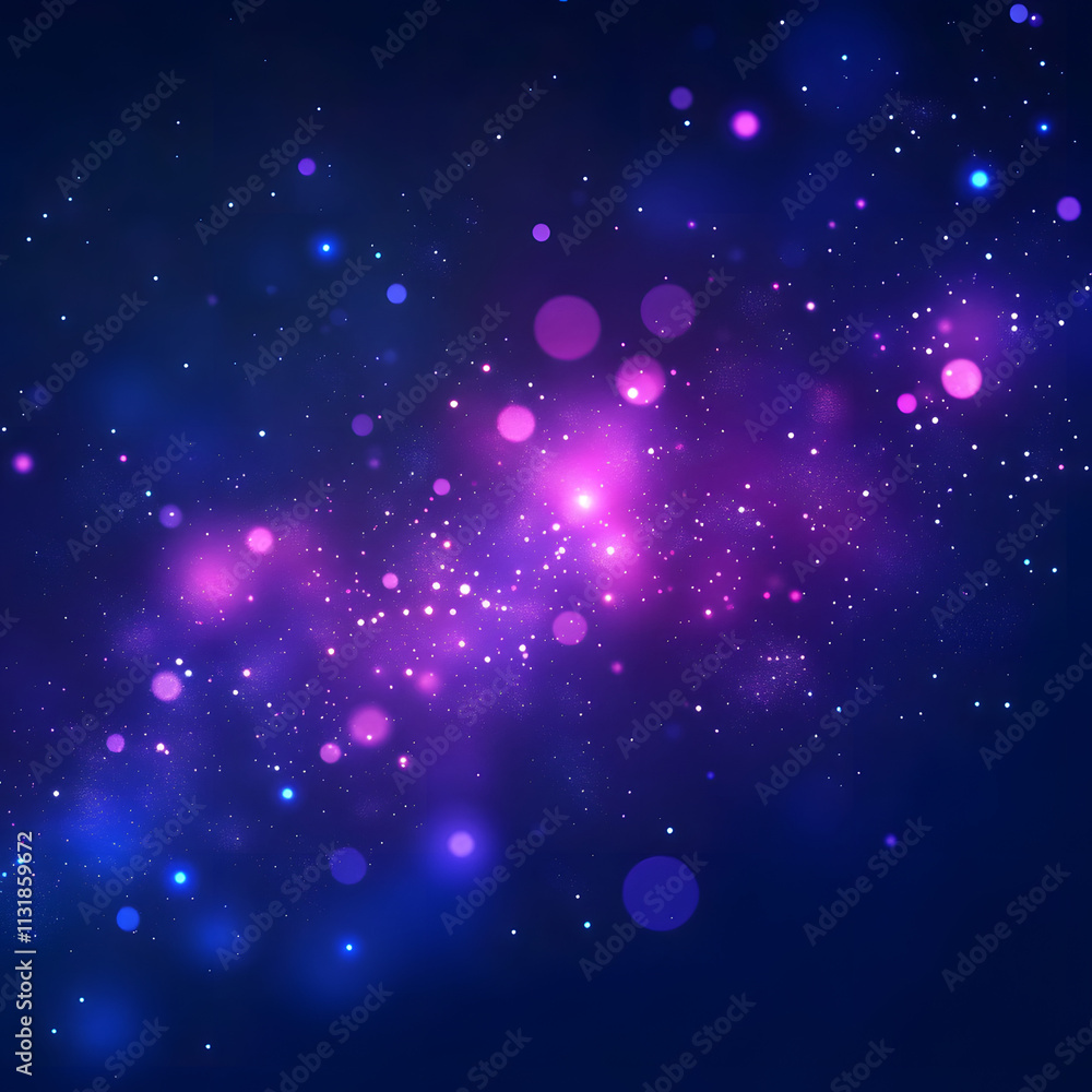 Poster blue and purple abstract background with flowing particles. digital future technology concept. vecto