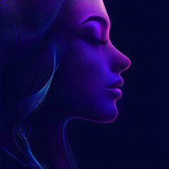 Obraz premium blue and purple abstract background with flowing particles. Digital future technology concept. vector illustration.