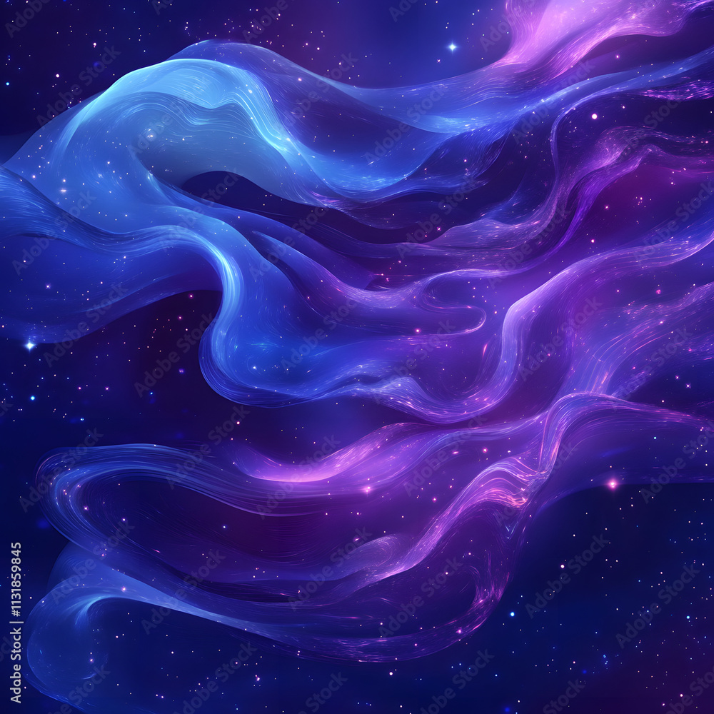Poster blue and purple abstract background with flowing particles. digital future technology concept. vecto