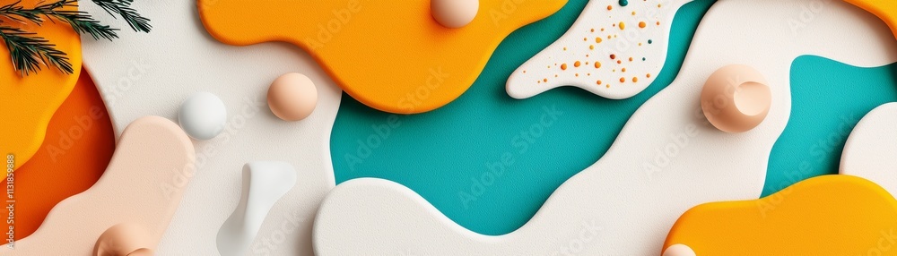 Poster vivid retro shapes in colorful background abstract design studio