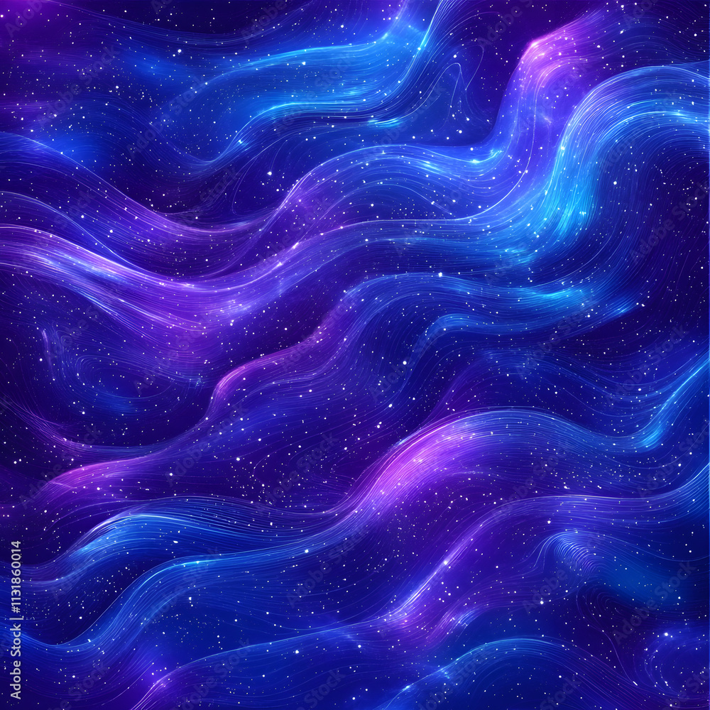 Poster blue and purple abstract background with flowing particles. digital future technology concept. vecto