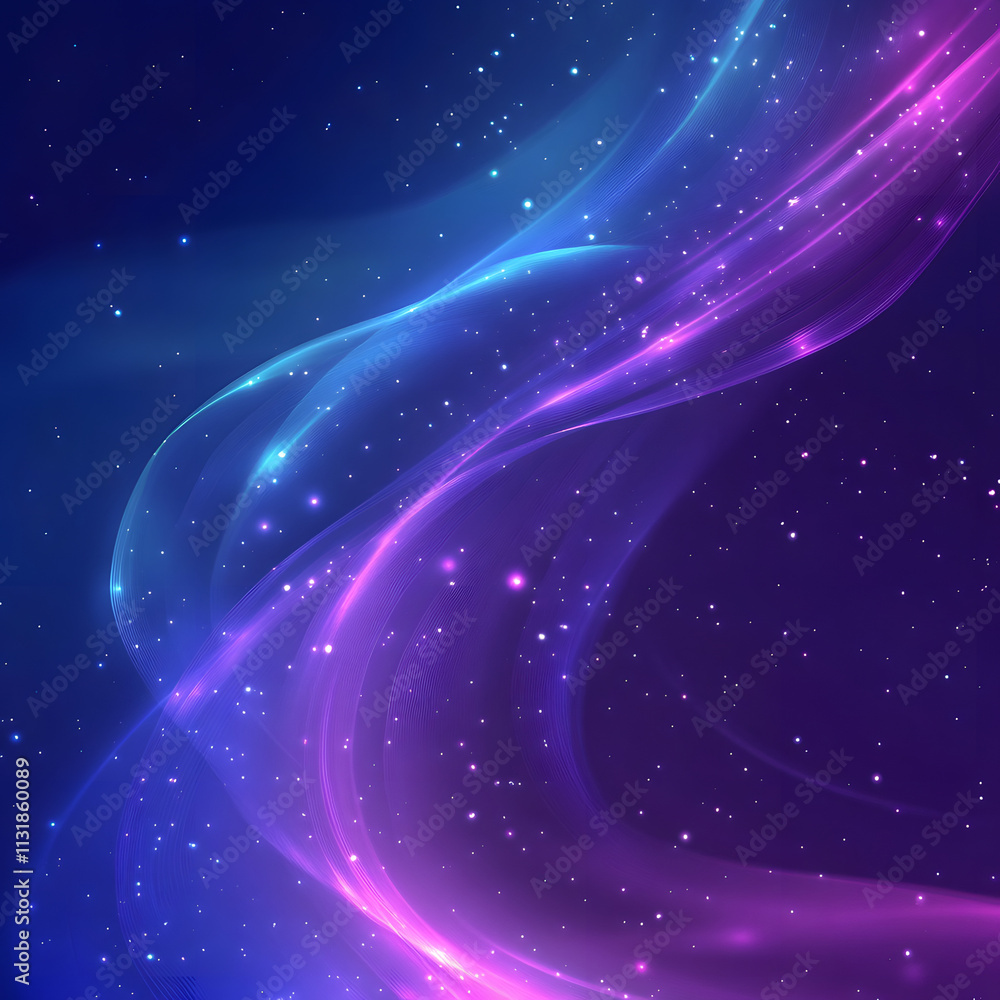 Aufkleber blue and purple abstract background with flowing particles. digital future technology concept. vecto