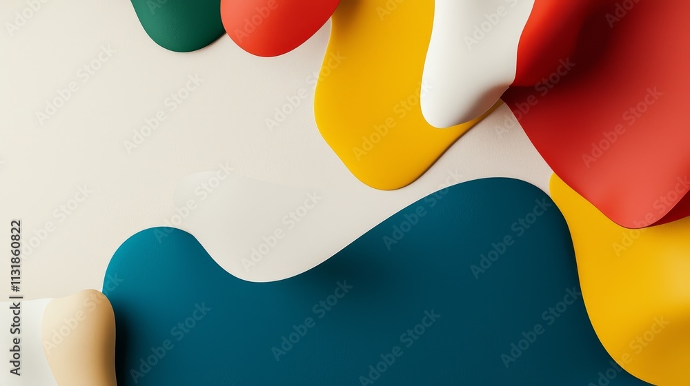 Poster vivid retro shapes in colorful abstract background studio setting art