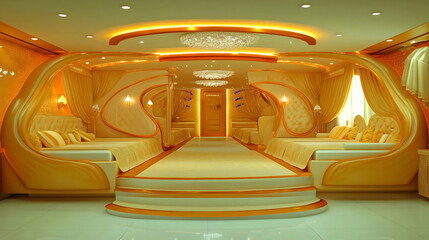Fototapeta premium Modern mansion's traditional interior design featuring an arch
