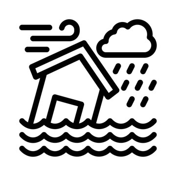 house flooded storm black and white clip art preview