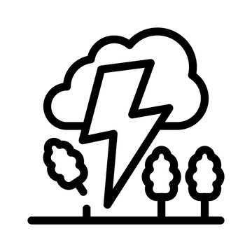 stormy weather lightning trees black outline clip art preview
