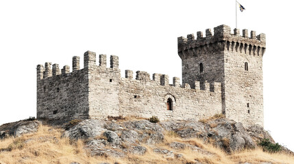 Fototapeta premium Fort on White Background - A detailed illustration of a fort in a clean, minimalist style, perfect for educational and conceptual designs.