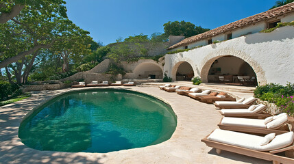 Modern mansion's traditional interior design featuring an arch