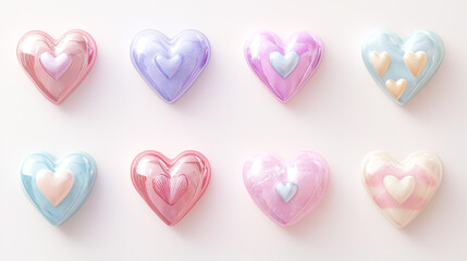 Obraz premium Beautiful heart-shaped candies arranged for Valentine's Day celebration