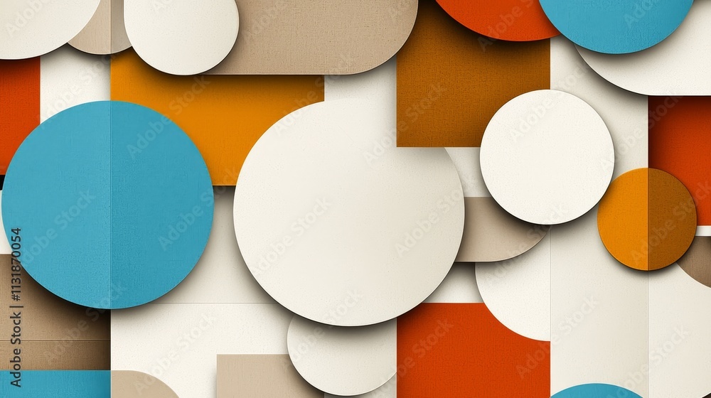 Poster dynamic retro background design with colorful circles and shapes