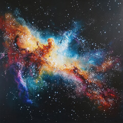 Deep space galaxy with bright stars and colorful nebulae 