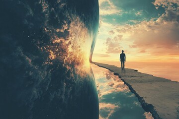 Dual existence: An artistic depiction of a parallel universe, blending abstract elements and surreal visuals, highlighting the enigmatic nature of alternate dimensions.