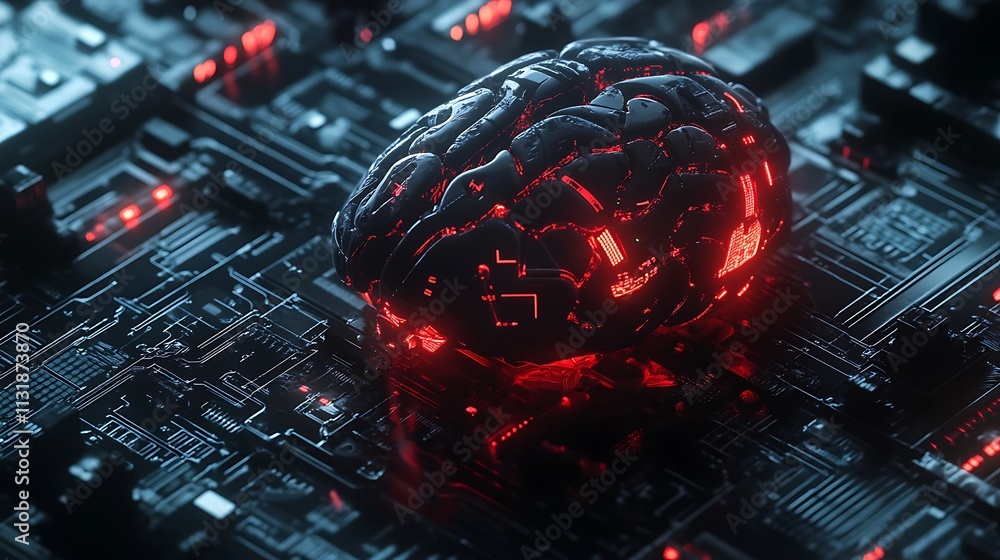 Aufkleber 3d rendering of the brain with digital circuit board for the concept of futuristic ai artificial int