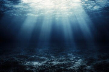 Underwater scene with rays of light illuminating the depths.