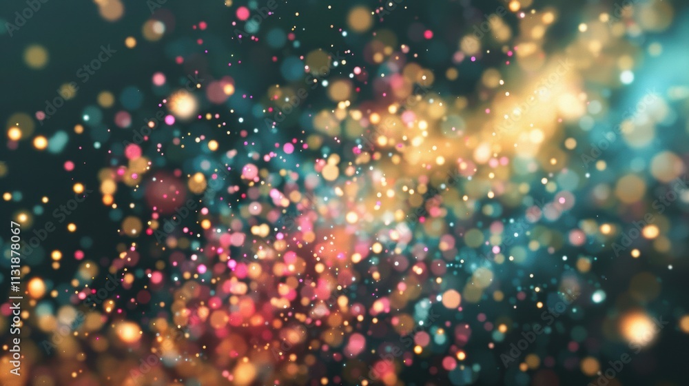 Poster colorful particles burst forth in a vibrant display, creating an eye-catching pattern that captivate
