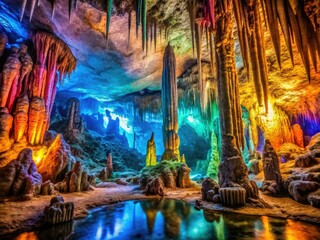 Fototapeta premium Macro Cave Photography: Zeus's Grotto - Crystal Formations, Stalactites, Stalagmites, Underground Wonders
