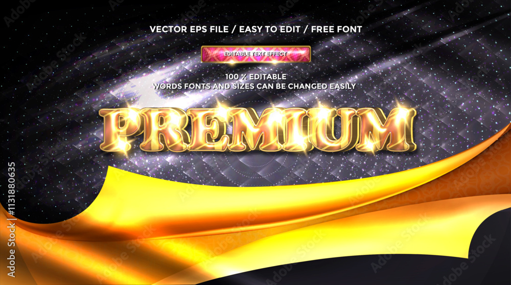 Poster 3d rendering premium gold text effect animation